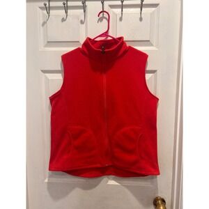 Woolrich Womens Red Fleece Full Zip Vest Stand Collar XL Outdoor Gorpcore 18566